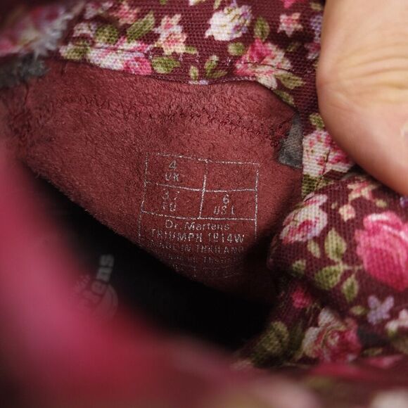 Dr. Martens Pink TRIUMPH 1914 W Ribbon Lace Leather Fold Down Boots 6 90s Grunge - Picture 5 of 7